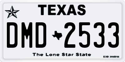 TX license plate DMD2533
