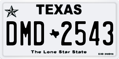 TX license plate DMD2543