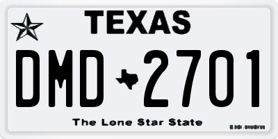TX license plate DMD2701