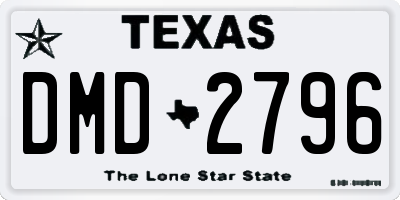 TX license plate DMD2796