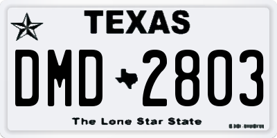 TX license plate DMD2803