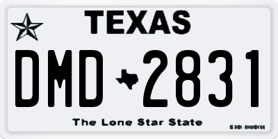 TX license plate DMD2831