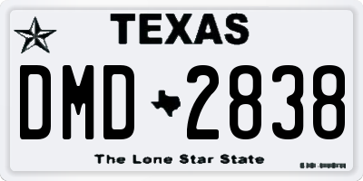 TX license plate DMD2838