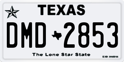 TX license plate DMD2853