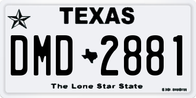 TX license plate DMD2881