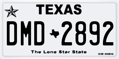 TX license plate DMD2892