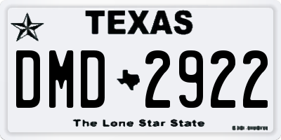 TX license plate DMD2922