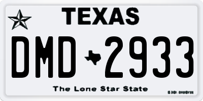 TX license plate DMD2933