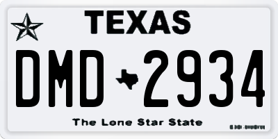 TX license plate DMD2934
