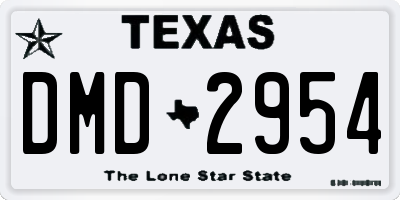 TX license plate DMD2954