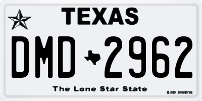 TX license plate DMD2962