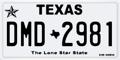 TX license plate DMD2981