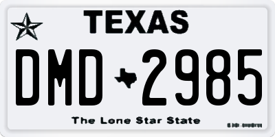 TX license plate DMD2985