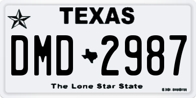 TX license plate DMD2987