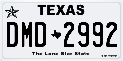 TX license plate DMD2992