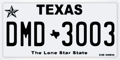 TX license plate DMD3003
