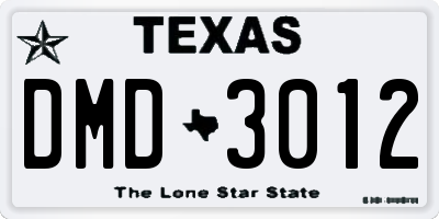 TX license plate DMD3012
