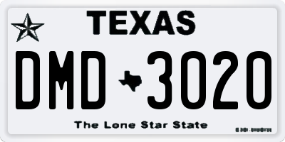 TX license plate DMD3020
