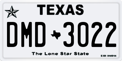 TX license plate DMD3022