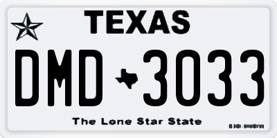 TX license plate DMD3033