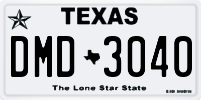 TX license plate DMD3040