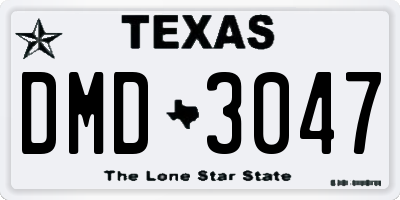 TX license plate DMD3047