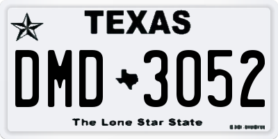 TX license plate DMD3052