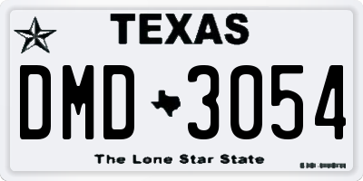TX license plate DMD3054