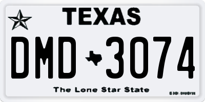 TX license plate DMD3074