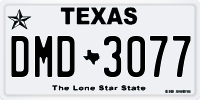 TX license plate DMD3077
