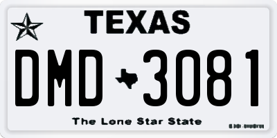 TX license plate DMD3081