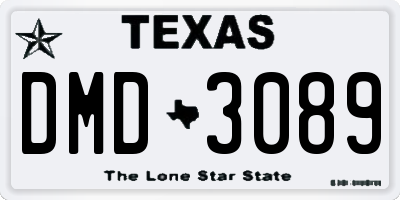 TX license plate DMD3089