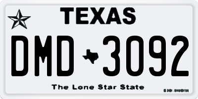 TX license plate DMD3092