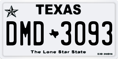 TX license plate DMD3093