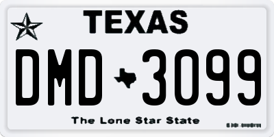 TX license plate DMD3099