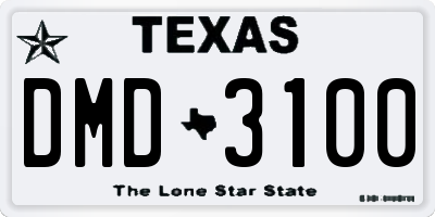TX license plate DMD3100
