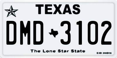 TX license plate DMD3102