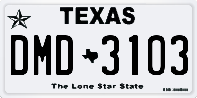 TX license plate DMD3103