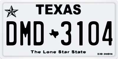 TX license plate DMD3104