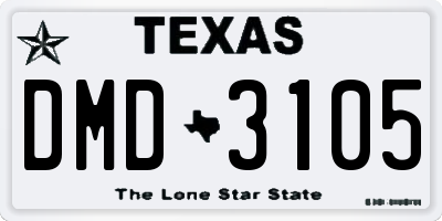 TX license plate DMD3105