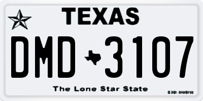 TX license plate DMD3107