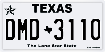 TX license plate DMD3110
