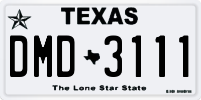 TX license plate DMD3111