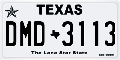 TX license plate DMD3113
