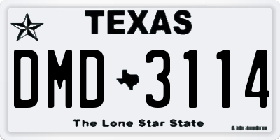 TX license plate DMD3114