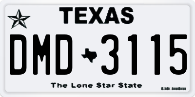 TX license plate DMD3115