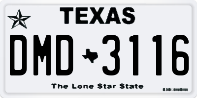 TX license plate DMD3116