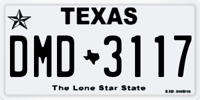 TX license plate DMD3117