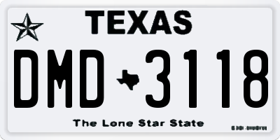 TX license plate DMD3118