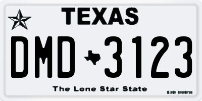 TX license plate DMD3123